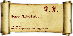 Hege Nikolett névjegykártya